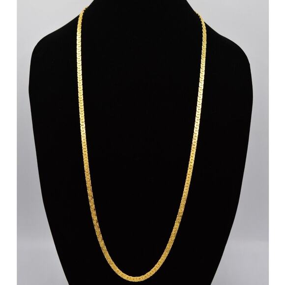 Givenchy Vintage Necklace Chain Flat Brushed Gold Runway Signed NOS 1980s BinY - Picture 1 of 12